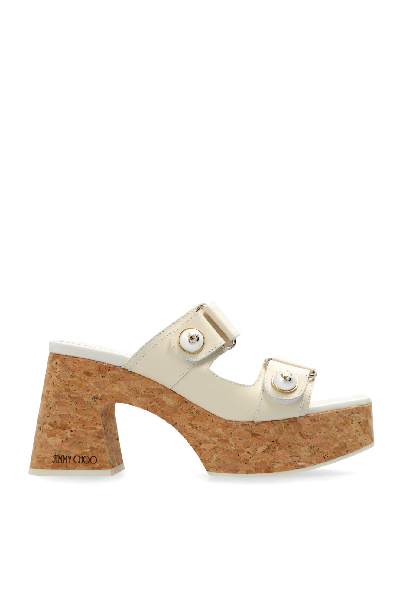 関税・送料込み【JIMMY CHOO】FAYENCE WEDGE SANDALS Fayence 95 leather wedge sandals in beige - Jimmy Choo